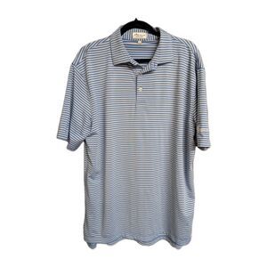 Peter Millar Polo Shirt Men's Large Blue Striped Summer Comfort Jersey Golf **